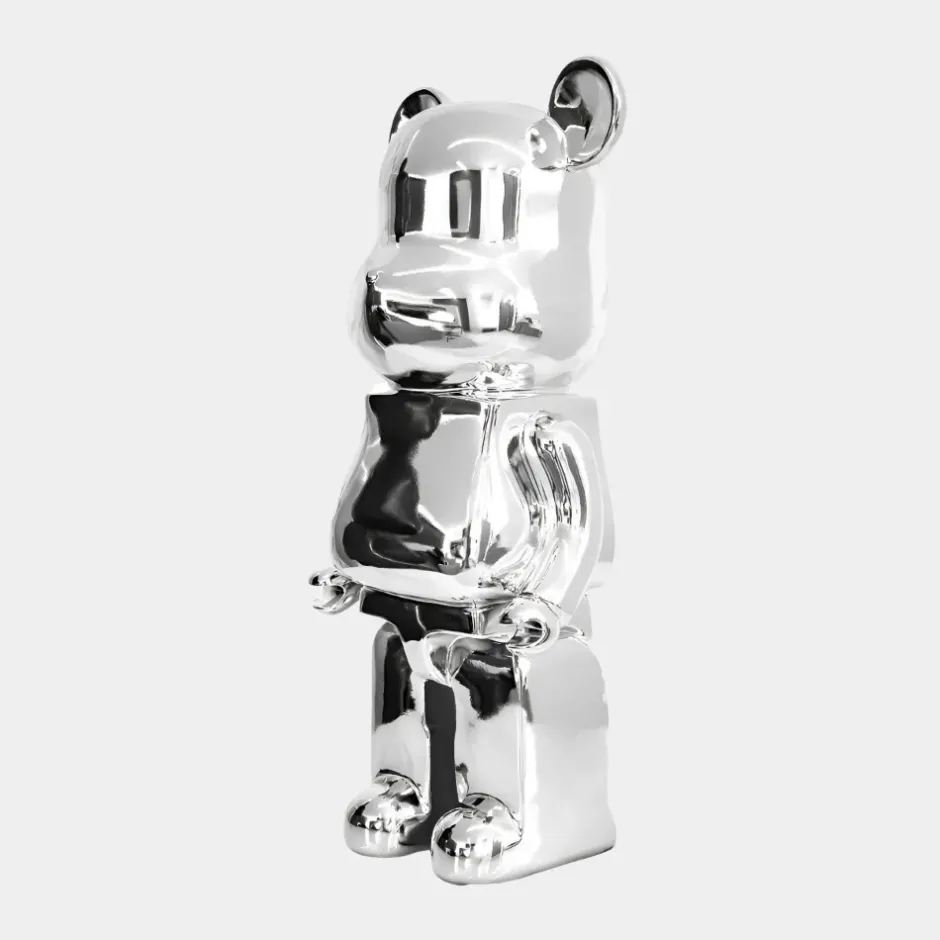 Statues & Sculptures Table Top|Floor Standing^Aero Bear 50cm Chrome Resin Indoor Sculpture