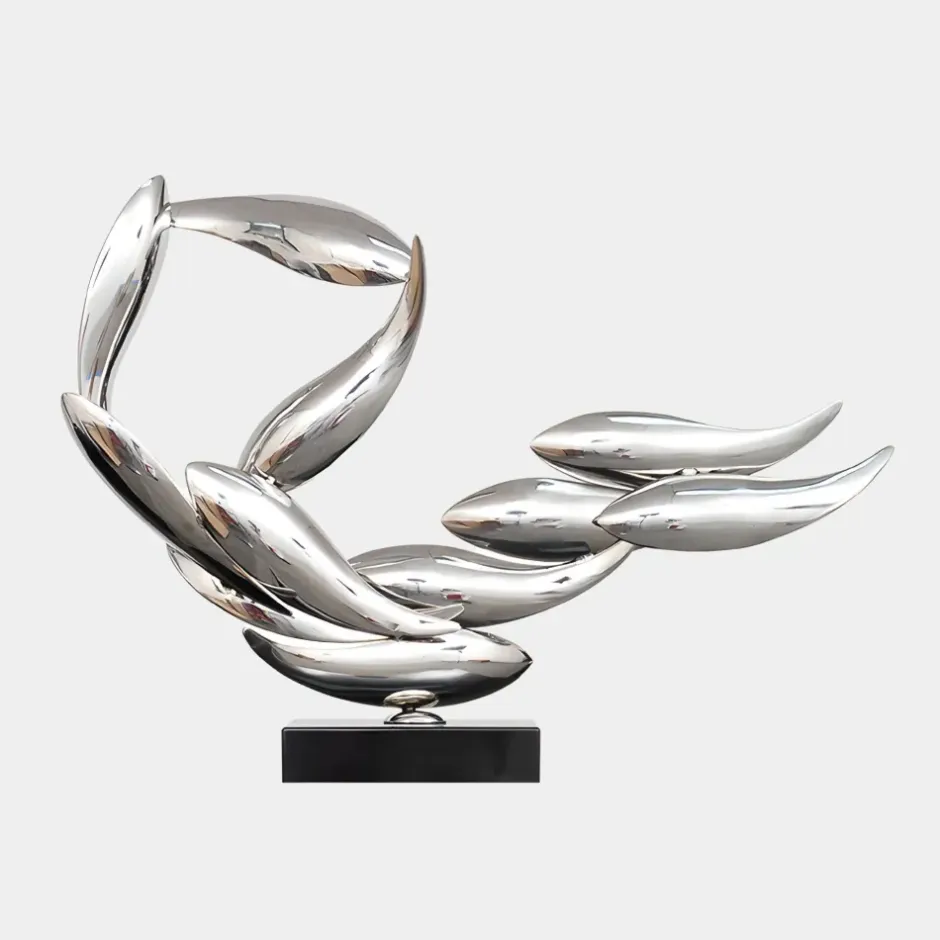 Statues & Sculptures Table Top|Abstract^Aero Stream 50cm Silver Metal Indoor Sculpture