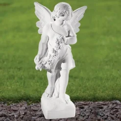 Statues & Sculptures Angel^Angel 60cm Marble Resin Garden Statue