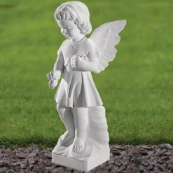 Statues & Sculptures Angel^Angel Figurine 29cm Marble Resin Garden Statue