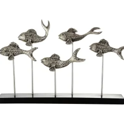Statues & Sculptures Table Top|Animals^Aqua Symphony Fish 35cm Wood Indoor Sculpture