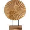 Statues & Sculptures Table Top|Abstract^Aurora Disc 48cm Gold Wood Indoor Sculpture
