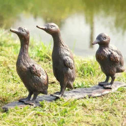 Statues & Sculptures Ducks^Baby Ducklings Bronze Metal Garden Ornaments
