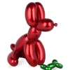 Statues & Sculptures Table Top|Floor Standing^Balloon Dog & Bone 46cm Red Resin Indoor Sculpture