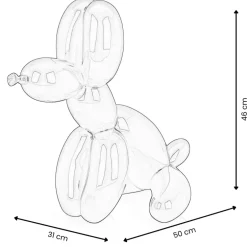 Statues & Sculptures Table Top|Floor Standing^Balloon Dog & Bone 46cm Red Resin Indoor Sculpture