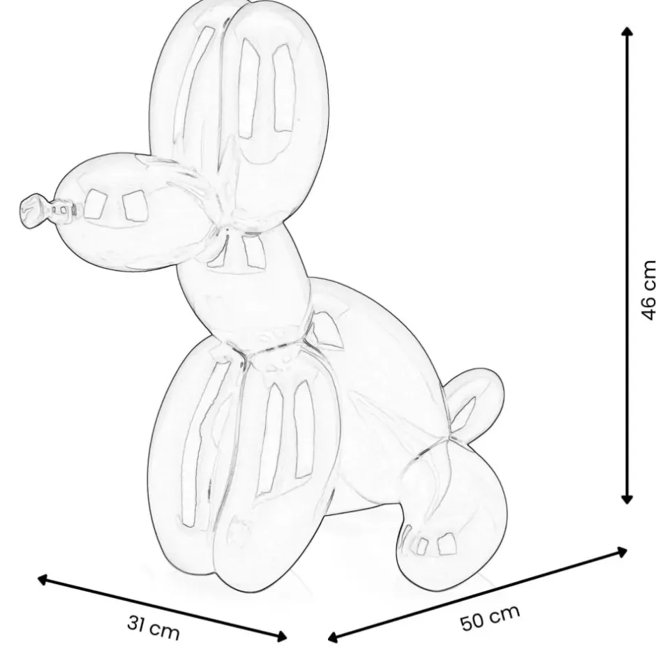 Statues & Sculptures Table Top|Floor Standing^Balloon Dog & Bone 46cm White Resin Indoor Sculpture