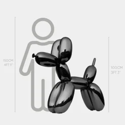 Statues & Sculptures Floor Standing|Balloon Dogs^Balloon Dog 100cm Black Metal Garden Sculpture