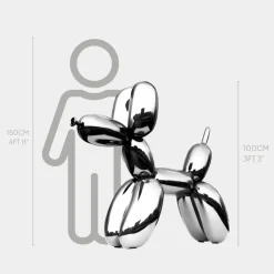 Statues & Sculptures Floor Standing|Balloon Dogs^Balloon Dog 100cm Chrome Fibreglass Indoor Sculpture