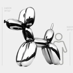 Statues & Sculptures Giant|Floor Standing^Balloon Dog 240cm Chrome Metal Garden Sculpture