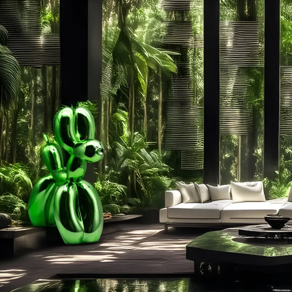Statues & Sculptures Floor Standing|Balloon Dogs^Balloon Dog 100cm Green Metal Garden Sculpture