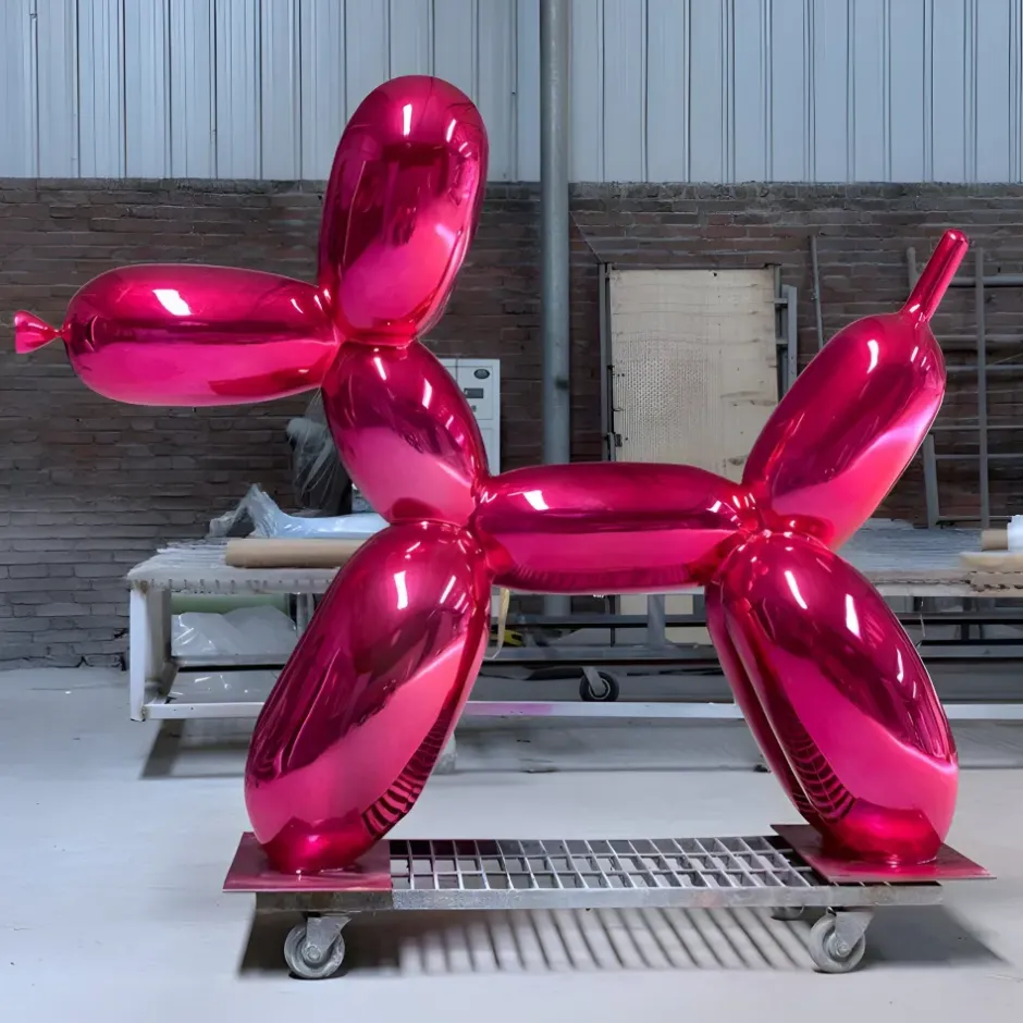 Statues & Sculptures Giant|Floor Standing^Balloon Dog 200cm Pink Metal Garden Sculpture