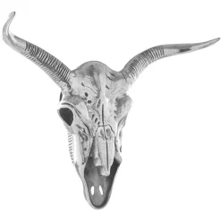 Statues & Sculptures Wall Art|Animals^Bull Skull 61cm Silver Metal Wall Sculpture