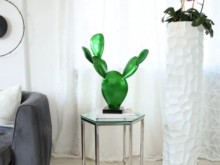 Statues & Sculptures Table Top|Contemporary^Cactus Bloom 61cm Green Resin Indoor Sculpture