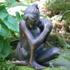 Statues & Sculptures Children^Contemplating Girl Bronze Resin Garden Ornament