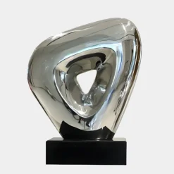 Statues & Sculptures Table Top|Abstract^Cosmic Glow 37cm Silver Metal Indoor Sculpture