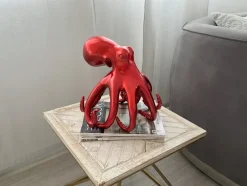 Statues & Sculptures Table Top|Animals^Cosmic Octopus 31cm Red Resin Indoor Sculpture
