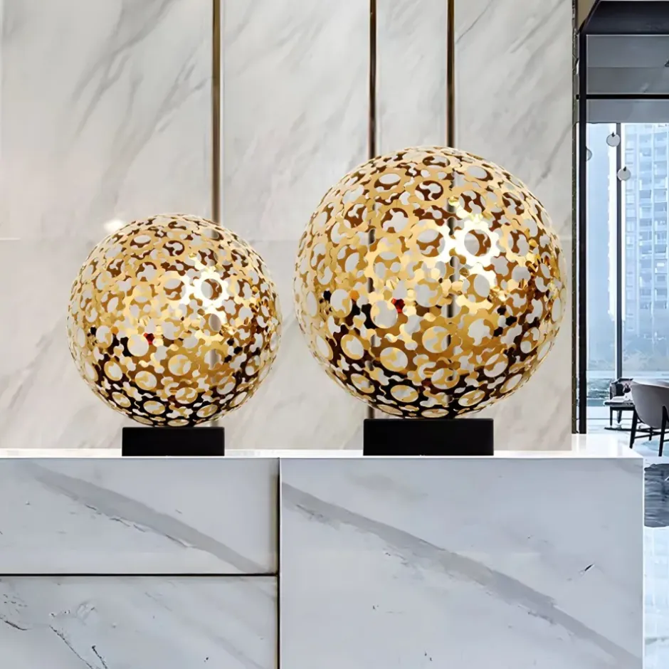 Statues & Sculptures Table Top|Abstract^Cosmic Sphere 48cm Gold Metal Indoor Sculpture