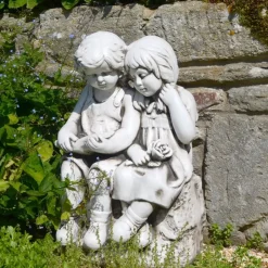 Statues & Sculptures Children^Country Boy & Girl 56cm Stone Resin Garden Statue