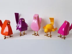 Statues & Sculptures Table Top|Animals^Cubic Bird 14cm Pink Resin Indoor Sculpture
