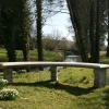 Statues & Sculptures Stone Benches^Curved Plain Double Stone Garden Bench