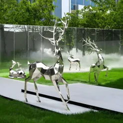 Statues & Sculptures Wildlife|Stags & Deers^Deer 204cm Geometric Metal Garden Sculpture