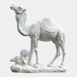 Statues & Sculptures Wildlife|Modern^Desert Camel 160cm White Marble Garden Statue v5