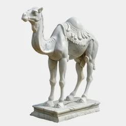 Statues & Sculptures Wildlife|Modern^Desert Camel 160cm White Marble Garden Statue v6