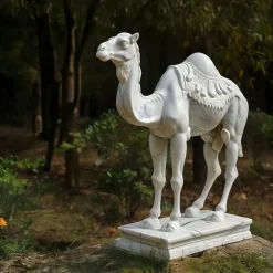 Statues & Sculptures Wildlife|Modern^Desert Camel 160cm White Marble Garden Statue v6