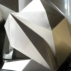 Statues & Sculptures Low Poly|Animals^Dog 100cm Silver Geometric Metal Garden Sculpture