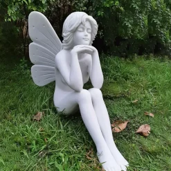 Statues & Sculptures Fairies^Enchanted Fairy 60cm Marble Resin Garden Statue