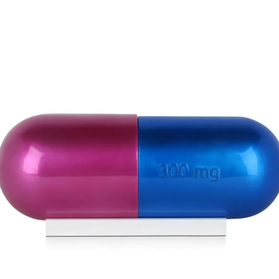 Statues & Sculptures Table Top|Contemporary^Eternal Happiness Pill 13cm Fuchsia Resin Indoor Sculpture