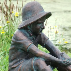 Statues & Sculptures Children^Farmer Boy Bronze Resin Garden Ornament