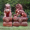 Statues & Sculptures Lions^Foo Dogs 45cm Red Chinese Garden Statues