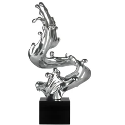 Statues & Sculptures Floor Standing|Abstract^Frozen Motion 86cm Silver Resin Indoor Sculpture