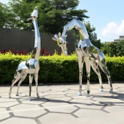 Statues & Sculptures Wildlife|Contemporary^Giraffe 181cm Geometric Metal Garden Sculpture