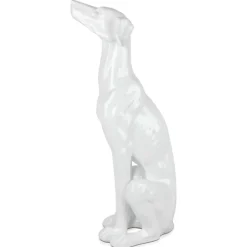 Statues & Sculptures Floor Standing|Animals^Guardian Greyhound 81cm White Resin Indoor Sculpture