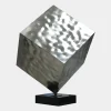 Statues & Sculptures Table Top|Abstract^Hyper Cube 75cm Silver Metal Indoor Sculpture