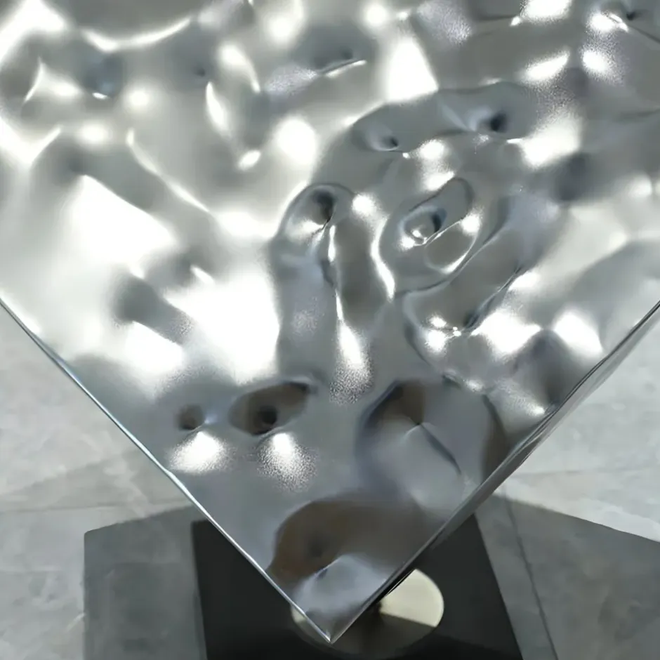 Statues & Sculptures Table Top|Abstract^Hyper Cube 75cm Silver Metal Indoor Sculpture