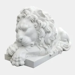 Statues & Sculptures Lions|Modern^Imperial Lion 100cm White Marble Garden Statue