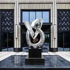 Statues & Sculptures Giant|Floor Standing^Infinity Fusion 180cm Silver Metal Garden Sculpture