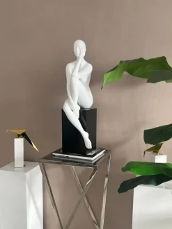 Statues & Sculptures Figurative|Floor Standing^Introspective 74cm White Resin Indoor Sculpture