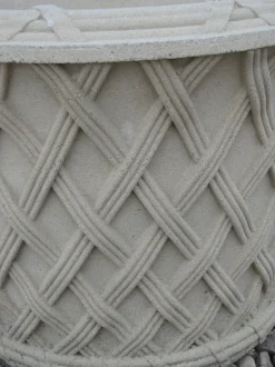 Statues & Sculptures Large|Round^Jardinier Basket Weave 45cm Stone Garden Planter