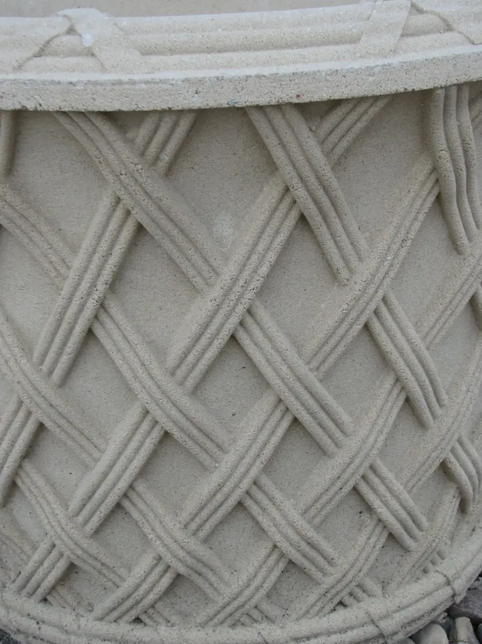 Statues & Sculptures Large|Round^Jardinier Basket Weave 45cm Stone Garden Planter