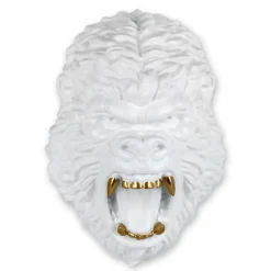 Statues & Sculptures Wall Art|Animals^King Gorilla 43cm White Resin Wall Sculpture