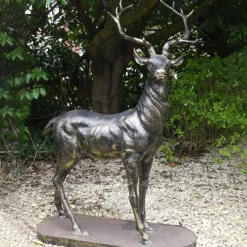 Statues & Sculptures Stags & Deers^Large Deer Left Facing Stag Bronze Metal Garden Statue