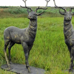 Statues & Sculptures Stags & Deers^Large Life Size Pair of Bronze Stags Sculptures - Deer Garden Ornaments