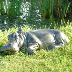 Statues & Sculptures Wildlife^Lazy Hippo Bronze Metal Garden Statue