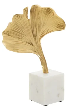 Statues & Sculptures Table Top|Contemporary^Leaf of Light 30cm Gold Metal Indoor Sculpture