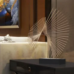 Statues & Sculptures Table Top|Abstract^Linear Motion 64cm Gold Metal Indoor Sculpture
