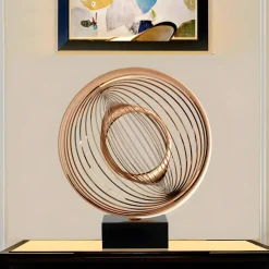 Statues & Sculptures Table Top|Abstract^Luxe Sphere 67cm Copper Metal Indoor Sculpture